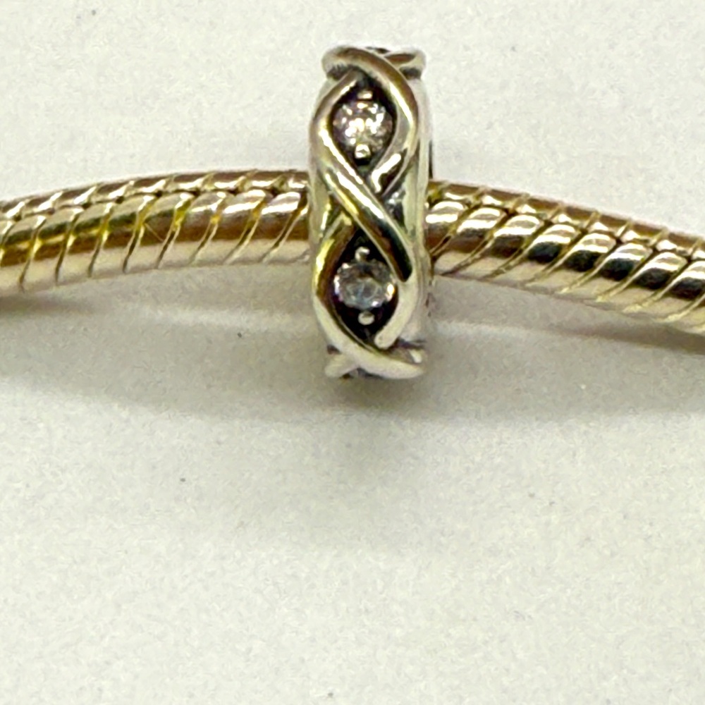 Sterling Silver Infinity Spacer Charm with Clear Stones